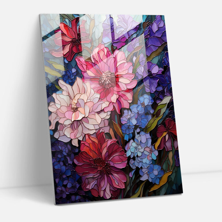 Delicate Blooms Glass Wall Art - Bleeding Flowers, Glass Art, Wall Decoration, Glass Print