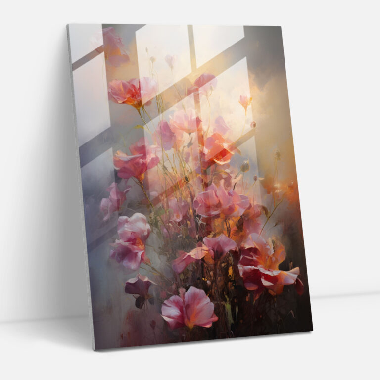 Fleeting Beauty Glass Wall Art - Bleeding Flowers, Glass Print, Glass Wall Art, Home Decoration