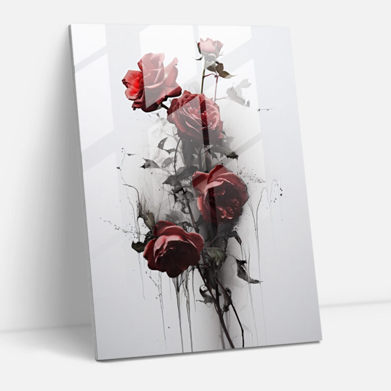 Contrasting Elements Glass Print - Bleeding Flowers, Glass Print, Life, Monochrome