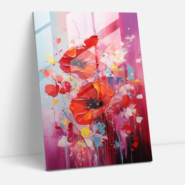Passionate Blooms Glass Print - Bleeding Flowers, Glass Art, Bleeding Flowers, Home Decoration