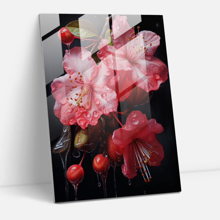 Intricate Blossoms Glass Print - Bleeding Flowers, Modern Art, Home Decoration, Wall Decoration