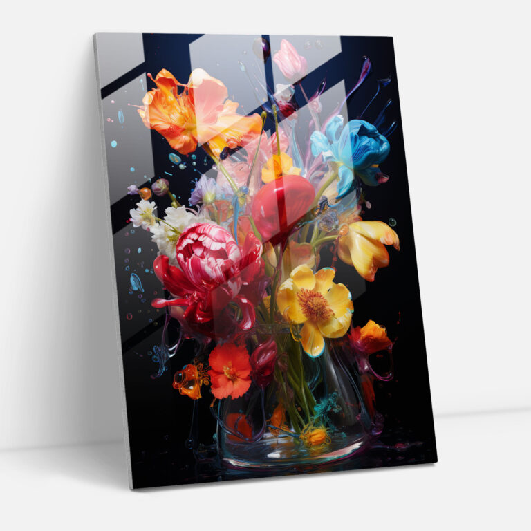 Bleeding Flowers Glass Print - Bleeding Flowers, Vibrant Hues, Glass Art, Glass Print