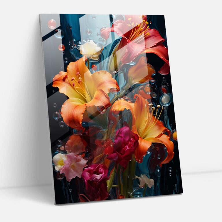 Bleeding Flowers Glass Print - Bleeding Flowers, Home Decoration, Glass Art, Wall Decoration