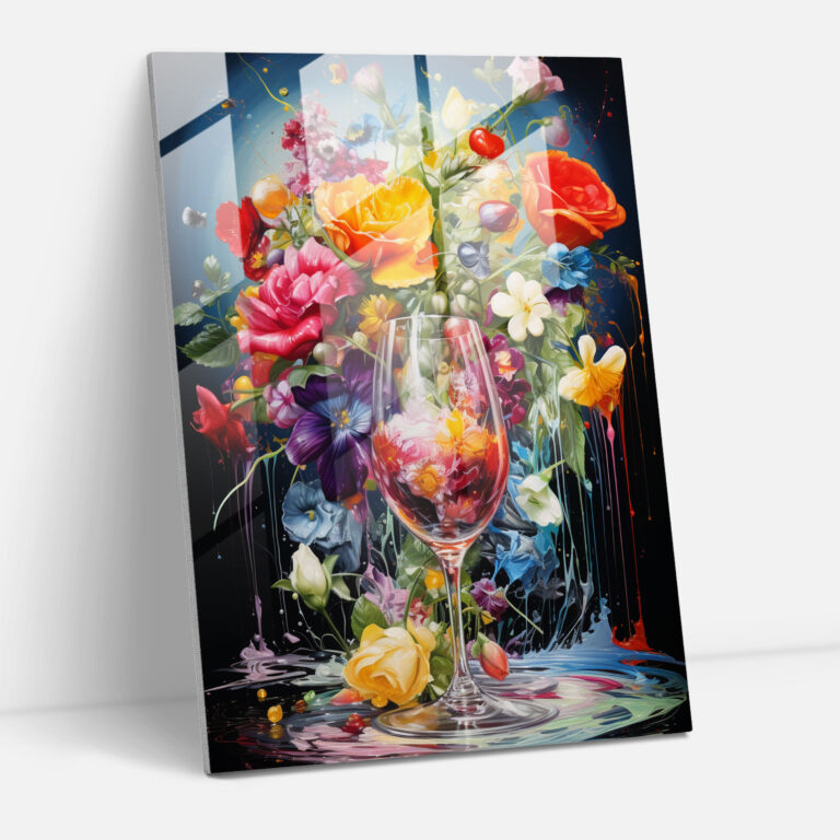 Bleeding Flowers Glass Print - Bleeding Flowers, Glass Print, Wall Decoration, Modern Art
