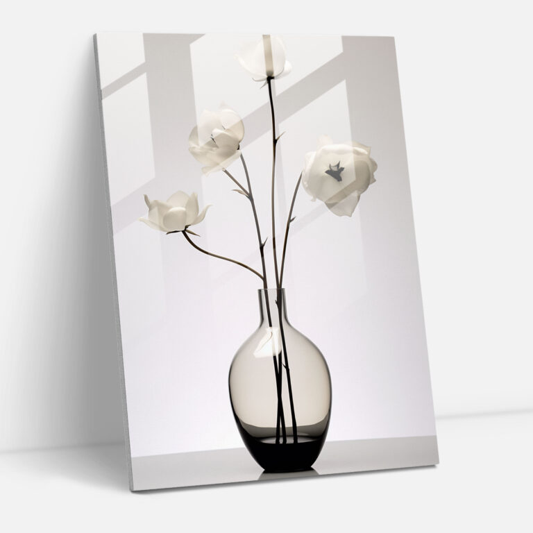 Minimalist Bleeding Flowers Glass Print - Bleeding Flowers, Glass Wall Art, Wall Decoration, Home Decoration