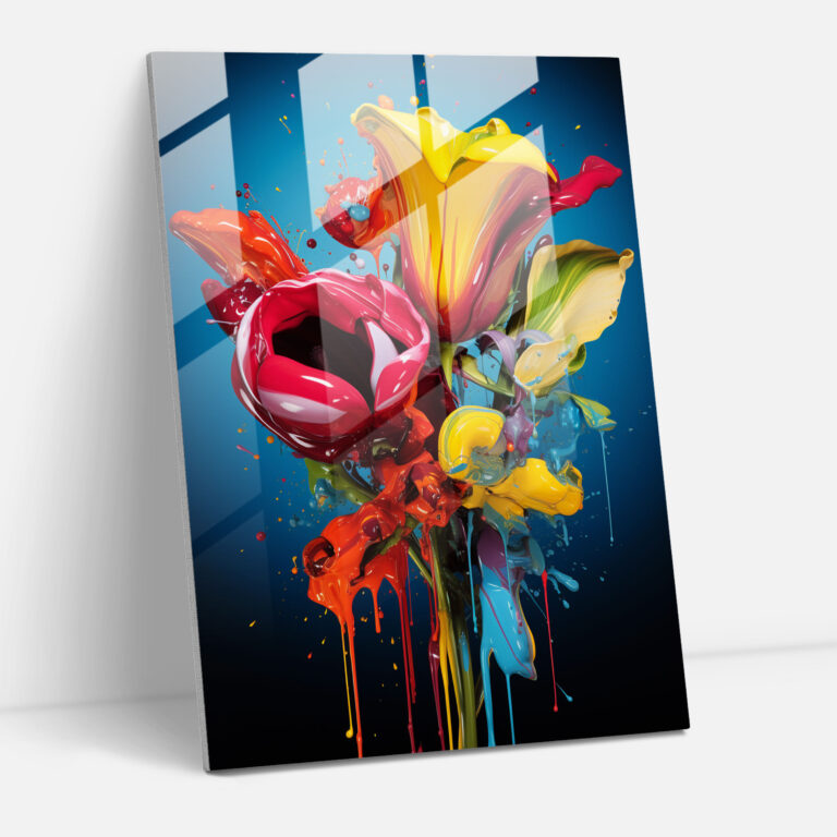 Pop Art Bleeding Flowers Glass Print - Bleeding Flowers, Glass Art, Glass Print, Glass Wall Art