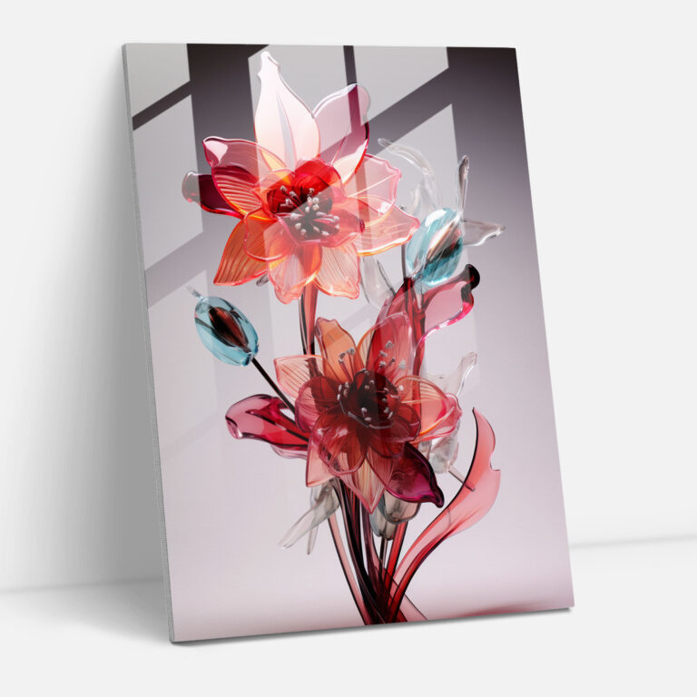 Geometric Bleeding Flowers Glass Wall Art - Bleeding Flowers, Glass Wall Art, Modern Art, Bleeding Flowers