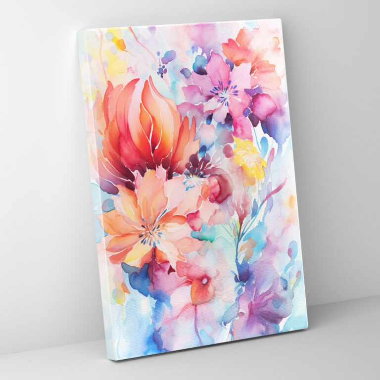 Bleeding Flowers Wall Art - Bleeding Flowers, Watercolor Wall Decoration, Canvas Wall Art, Vibrant