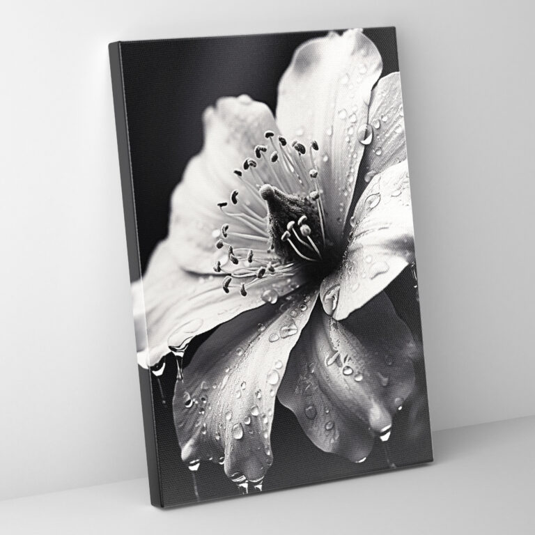 Delicate Monochrome Blooms Canvas Print - Bleeding Flowers, Wall Art, Home Decoration, Canvas Print