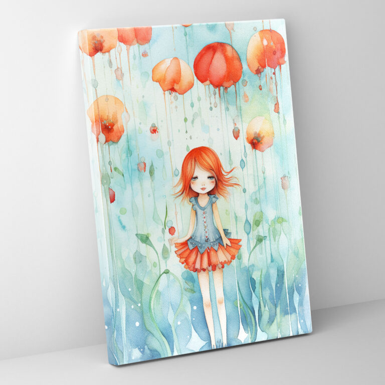 Joyful Rain Blooms Watercolor Canvas Print - Bleeding Flowers, Wall Decoration, Home Decoration, Joy