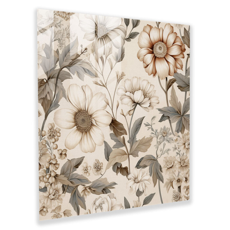 Beige Glass Print Wall Decoration - Beige, Nostalgia, Glass Art, Home Decoration
