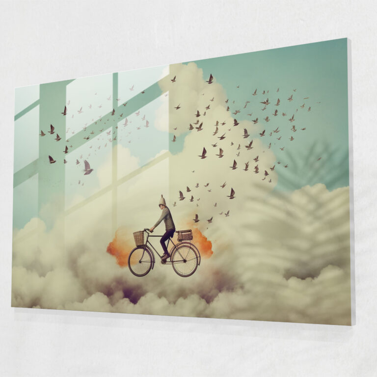 Surreal Bicycle Glass Wall Art - Bicycle, Glass Wall Art, Sky, Home Decoration