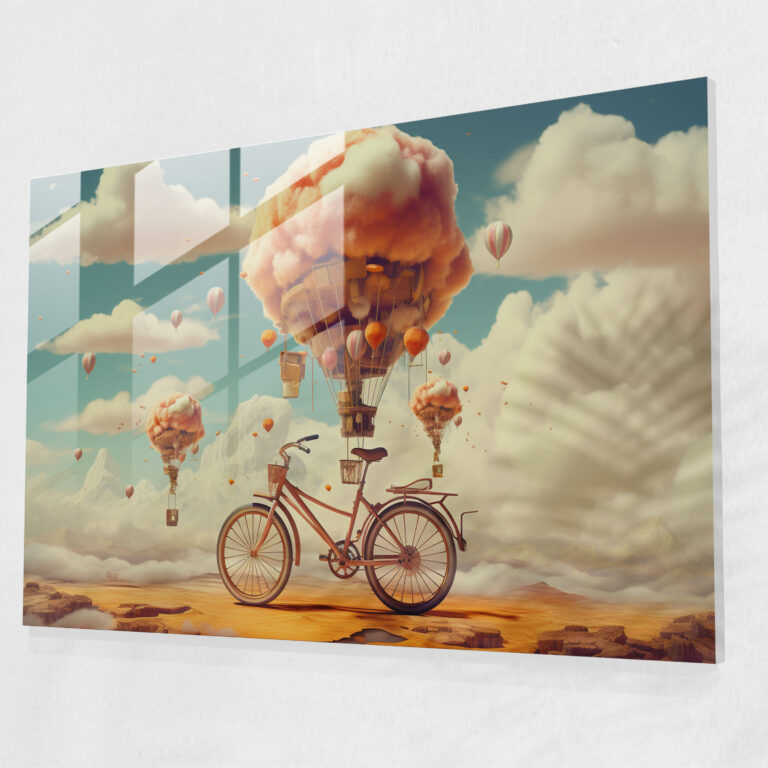 Surreal Bicycle Glass Print - Bicycle, Bicycle, Modern Art, Glass Art