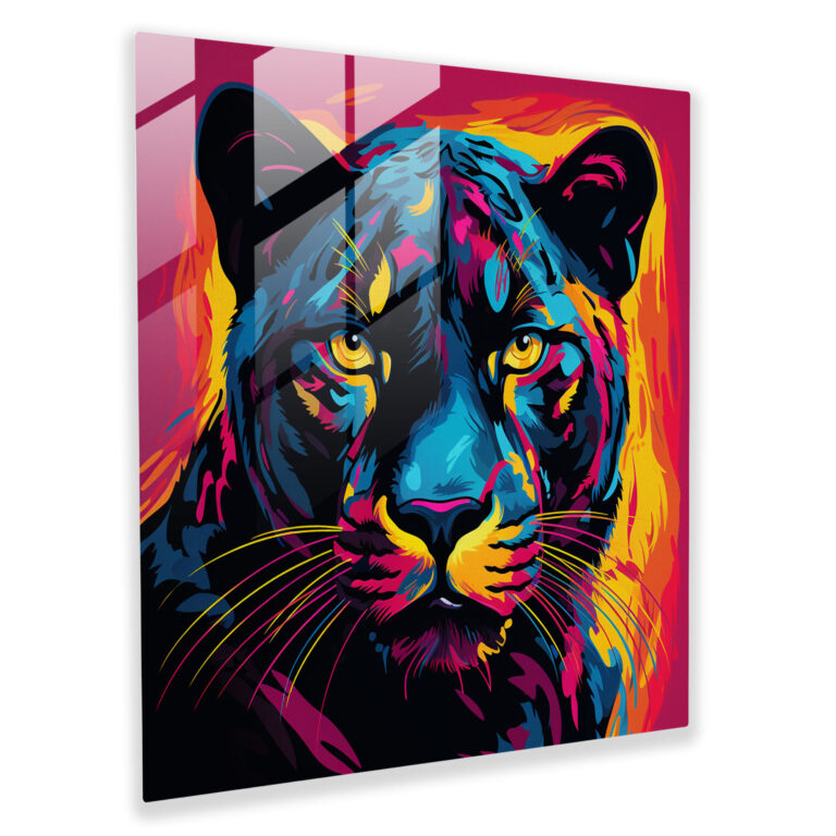 Lively Energy Black Panther Glass Print - Black Panther, Glass Art, Pop Art, Modern Art