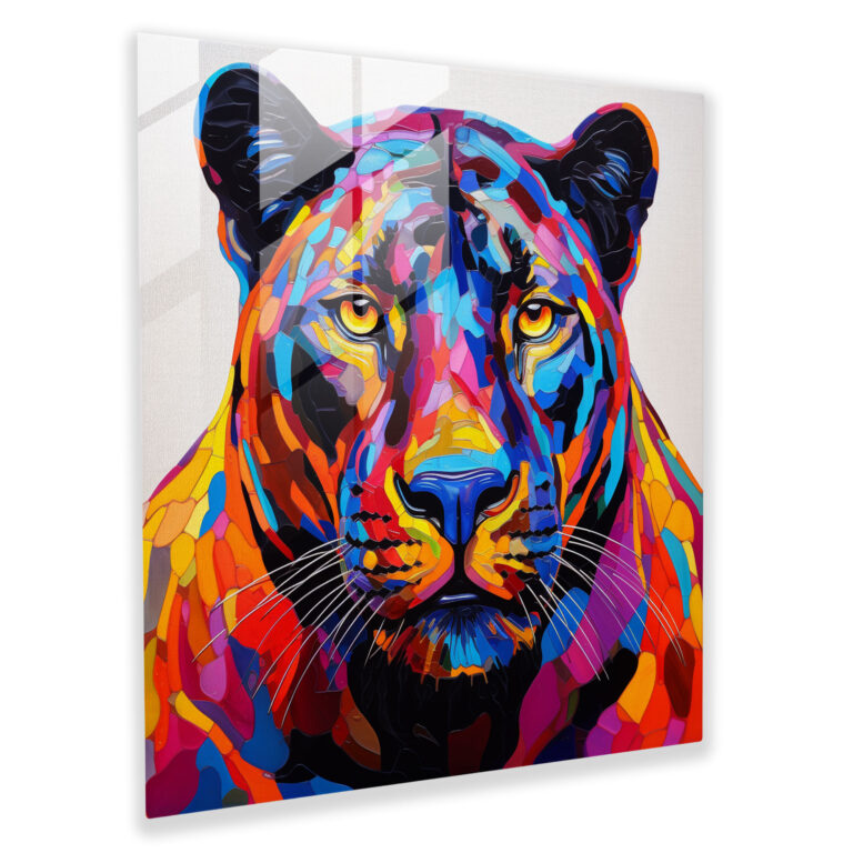 Pop Art Black Panther Glass Print - Black Panther, Modern Art, Glass Wall Art, Home Decoration