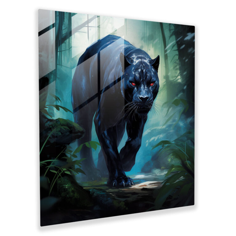 Hidden Beauty Black Panther Glass Print - Black Panther, Glass Art, Black Panther, Home Decoration