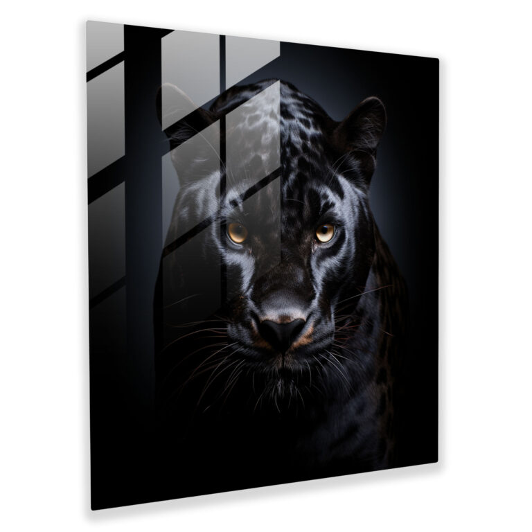 Fierce Elegance Black Panther Glass Print - Black Panther, Home Decoration, Glass Print, Glass Wall Art