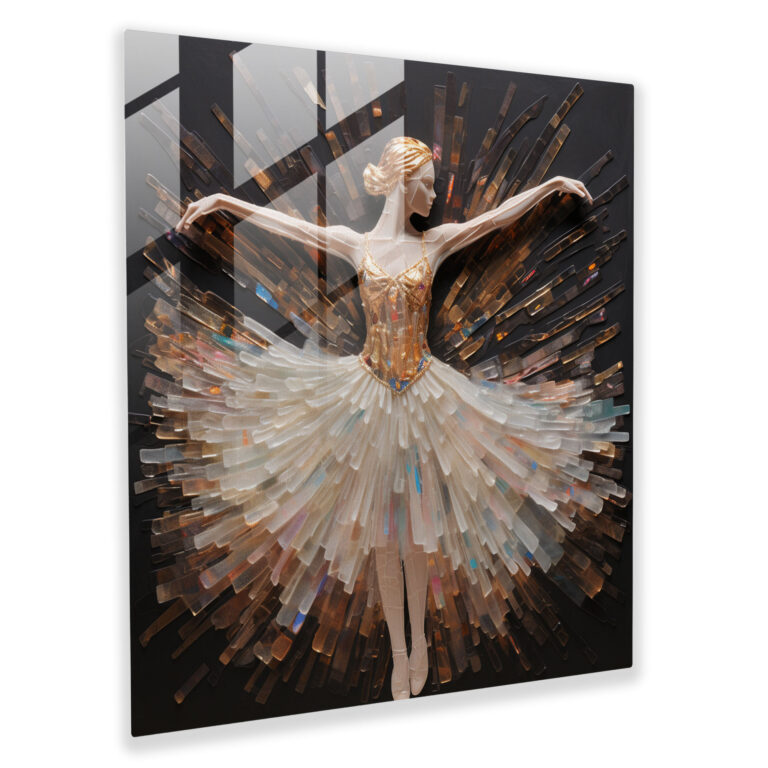 Ballerina Mixed Media Glass Print - Ballerina, Wall Decoration, Glass Art, Contemporary