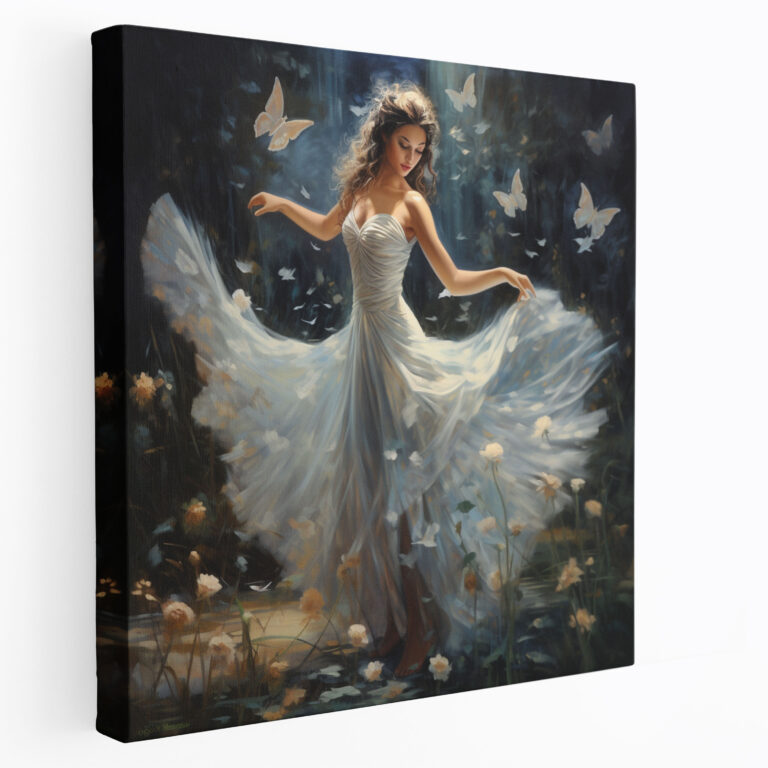 Romantic Ballerina Canvas Print - Ballerina, Butterflies, Wall Decoration, Home Decoration