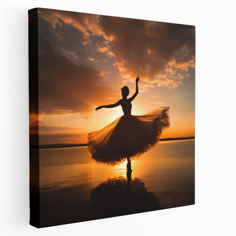 Elegant Ballerina Canvas Print - Ballerina, Elegant Photography, Sunset Backdrop, Ballerina