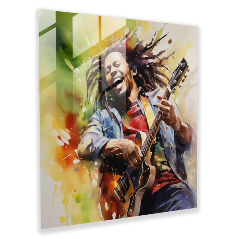 Bob Marley Glass Print - Bob Marley, Music, Vibrant, Wall Decoration