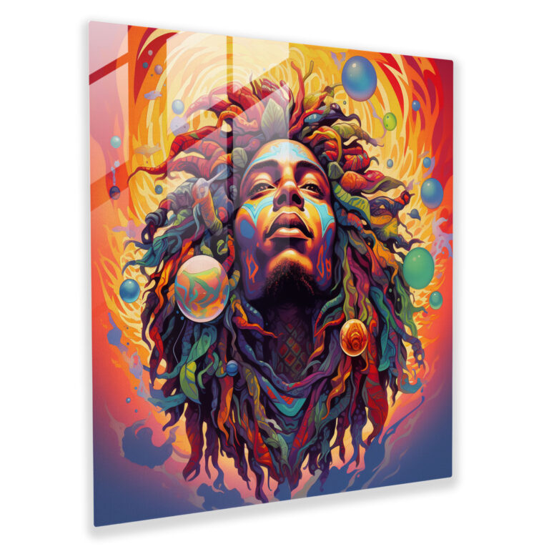 Bob Marley Glass Print - Psychedelic Kaleidoscope - Bob Marley, Bob Marley, Wall Decoration, Glass Art