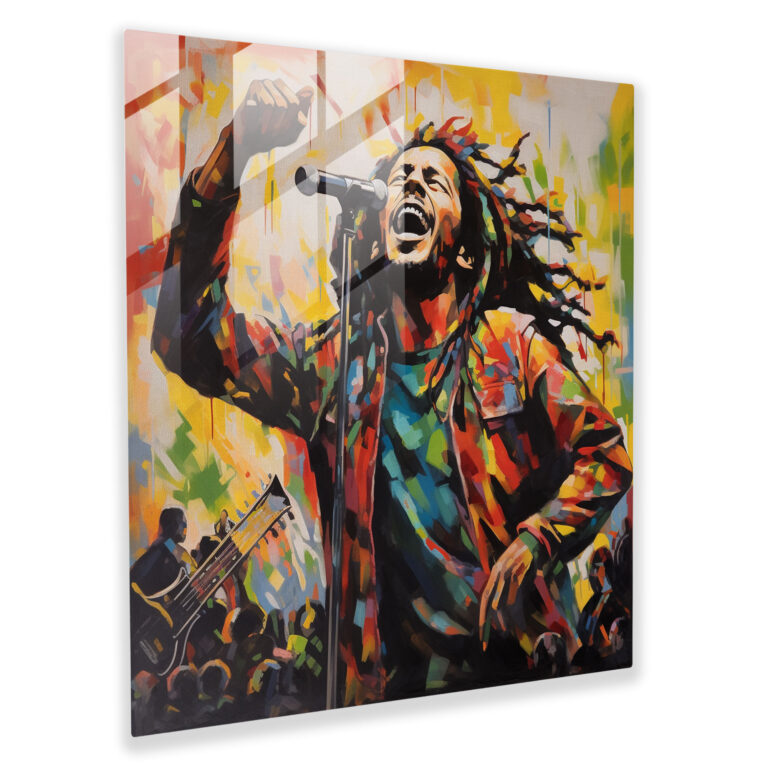 Bob Marley Concert Glass Print - Bob Marley, Home Decoration, Reggae Music, Modern Art