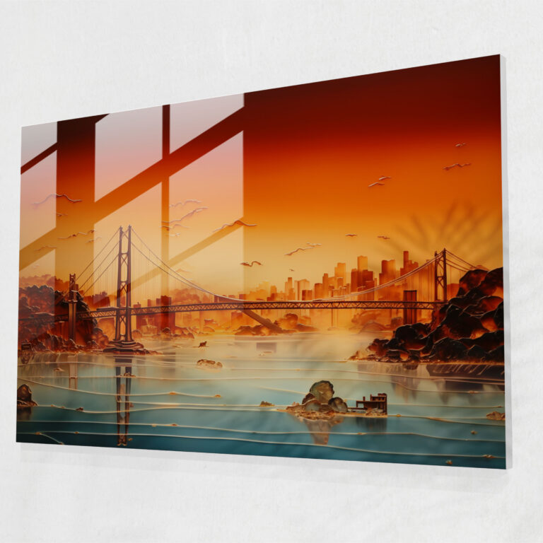 Modern Interpretation Glass Print - Bosphorus Bridge, Contemporary, Modern Art, Interpretation