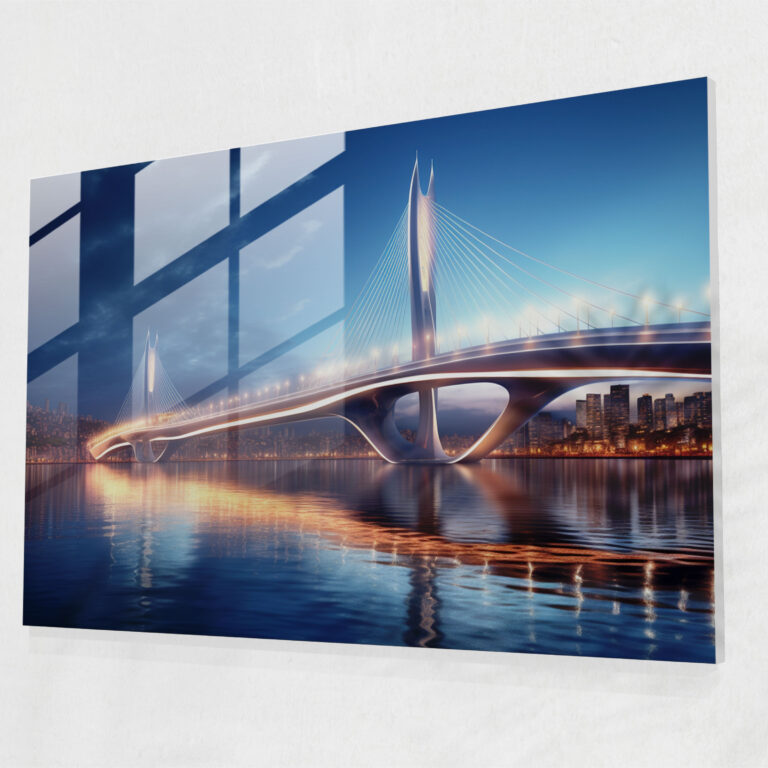 Futuristic Glass Print Of Bosphorus Bridge - Bosphorus Bridge, Glass Art, Home Decoration, Bosphorus Bridge