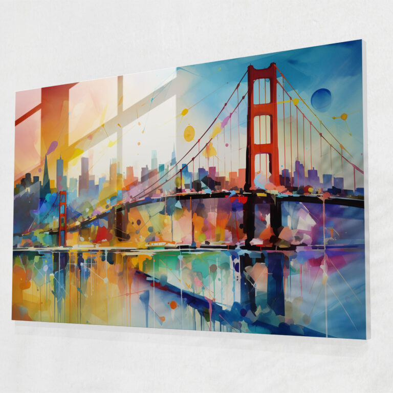 Colorful Bosphorus Bridge Glass Print - Bosphorus Bridge, Modern Art, Colorful, Bosphorus Bridge