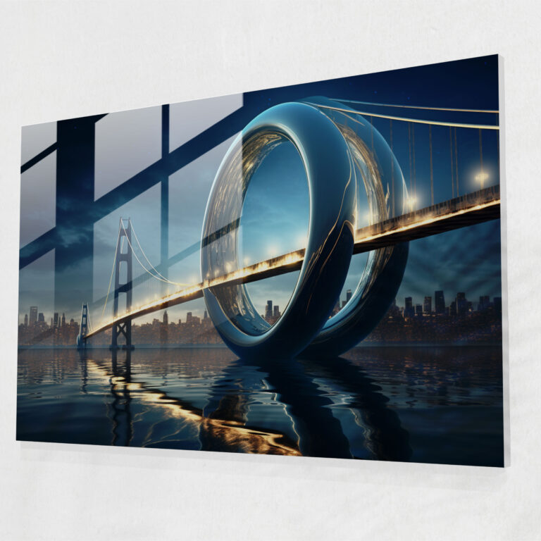 Futuristic Bosphorus Bridge Glass Wall Art - Bosphorus Bridge, Wall Decoration, Glass Art, Glass Wall Art