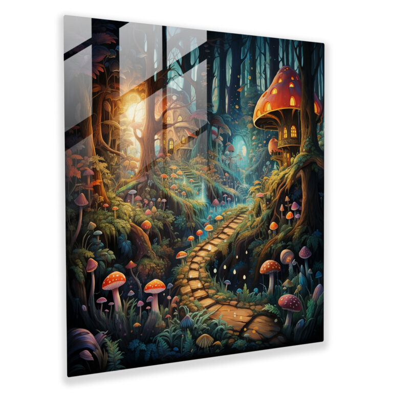 Bohemian Whimsical Forest Glass Print - Bohemian, Wall Decoration, Home Decoration, Magical Creatures