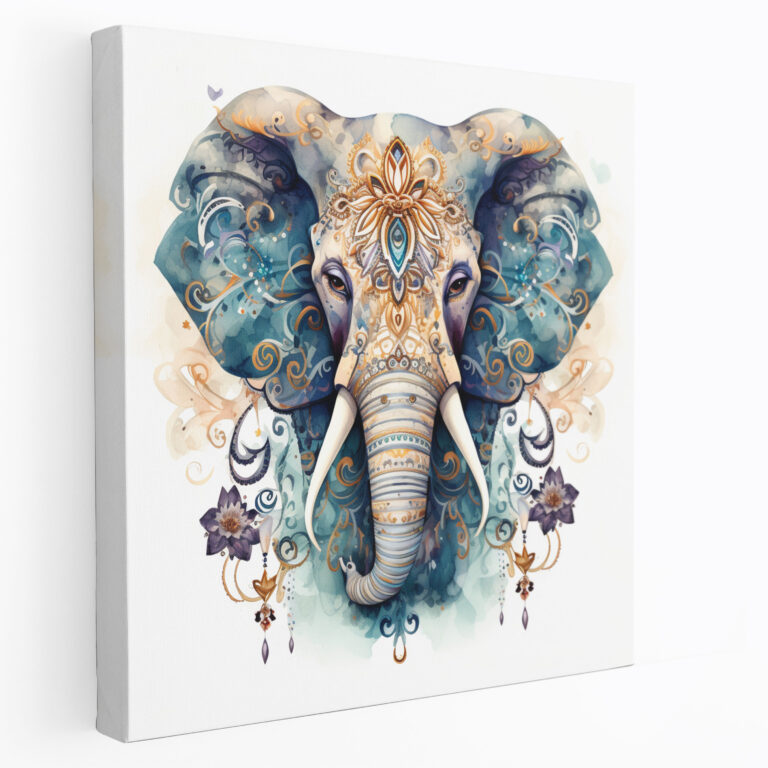 Bohemian Elephant Watercolor Canvas Print - Bohemian, Canvas Print, Canvas Wall Art, Home Decoration