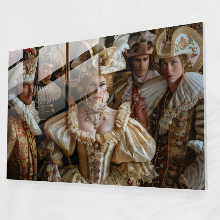 Baroque Style Painting Glass Art - Baroque, Historical Scenes, Wall Decoration, Elaborate Costumes