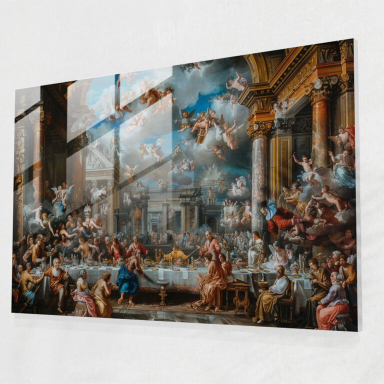 Banquet Baroque Glass Wall Art - Baroque, Luxurious Textures, Extravagant Banquet Scene, Wall Decoration