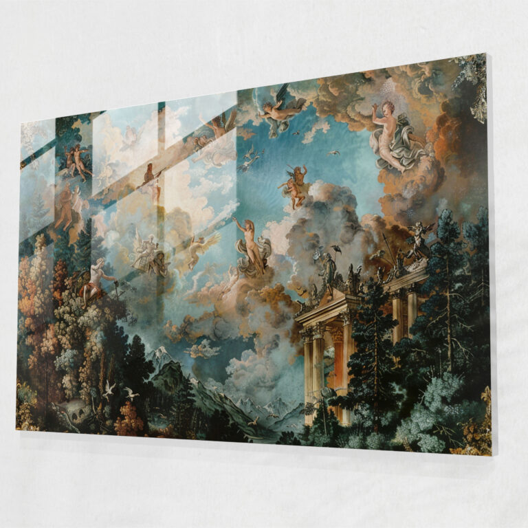 Mythical Baroque Glass Print - Baroque, Home Decoration, Detailed Landscapes, Wall Decoration