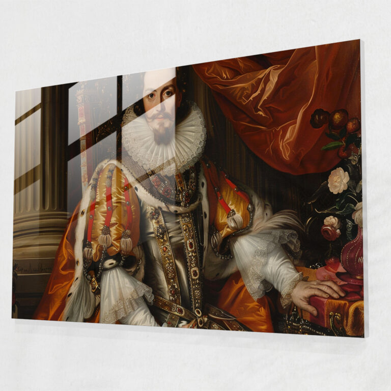Baroque Style Painting Glass Art - Baroque, Wall Decoration, Glass Print, Royal