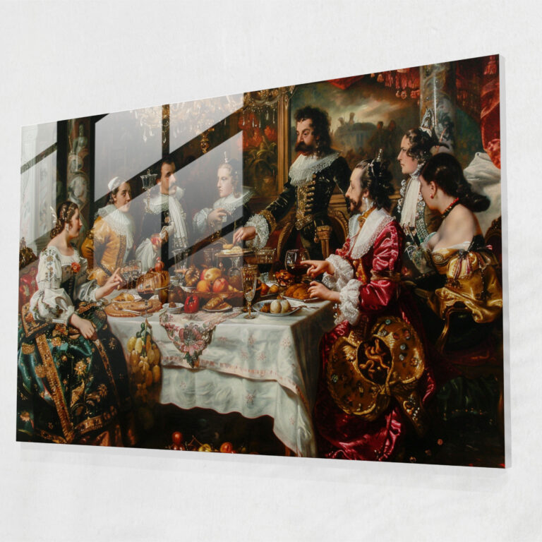 Luxurious Banquet Baroque Style Painting Glass Wall Art - Baroque, Glass Art, Home Decoration, Modern Art