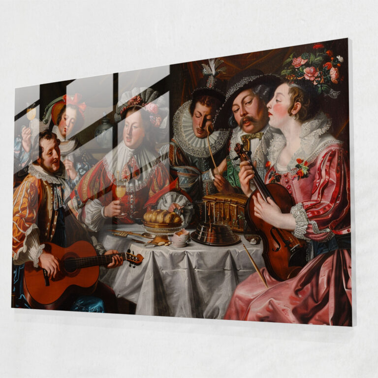 Ornate Musical Performance Baroque Style Painting Glass Art - Baroque, Home Decoration, Modern Art, Glass Print