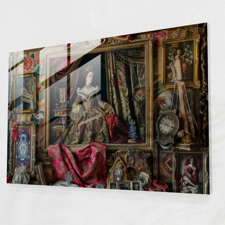 Regal Queen Glass Wall Art - Baroque, Glass Wall Art, Home Decoration, Baroque Style Painting