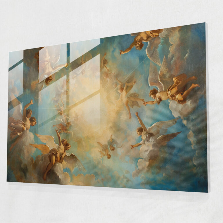 Heavenly Angels Glass Print - Baroque, Baroque Style Painting, Wall Decoration, Glass Art
