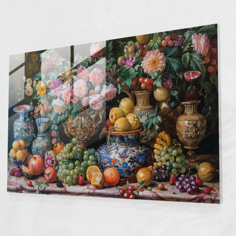 Lavish Still Life Glass Wall Art - Baroque, Wall Decoration, Home Decoration, Glass Art