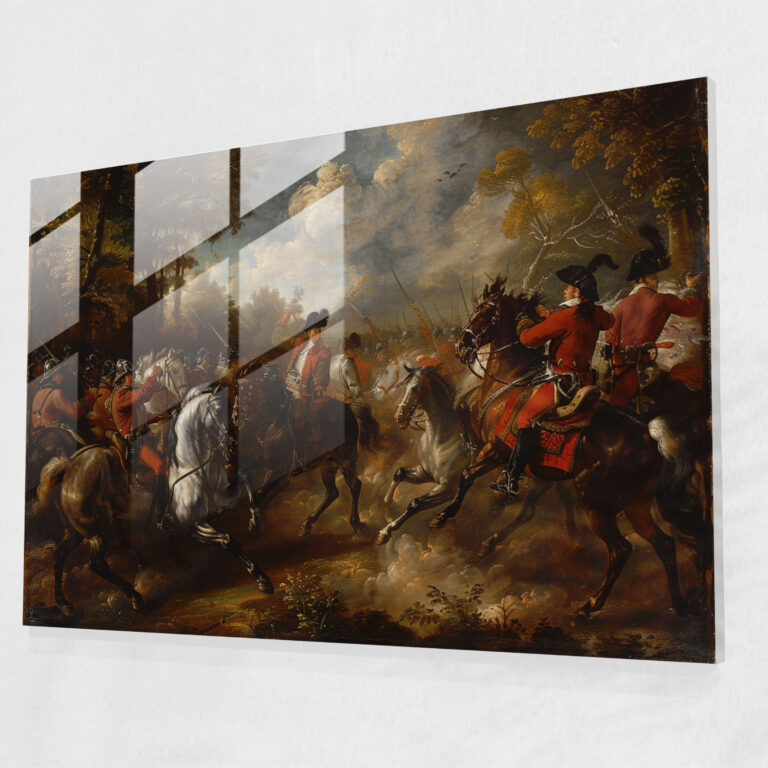 Dynamic Battle Scene Glass Art - Baroque, Glass Wall Art, Glass Art, Baroque Style Painting