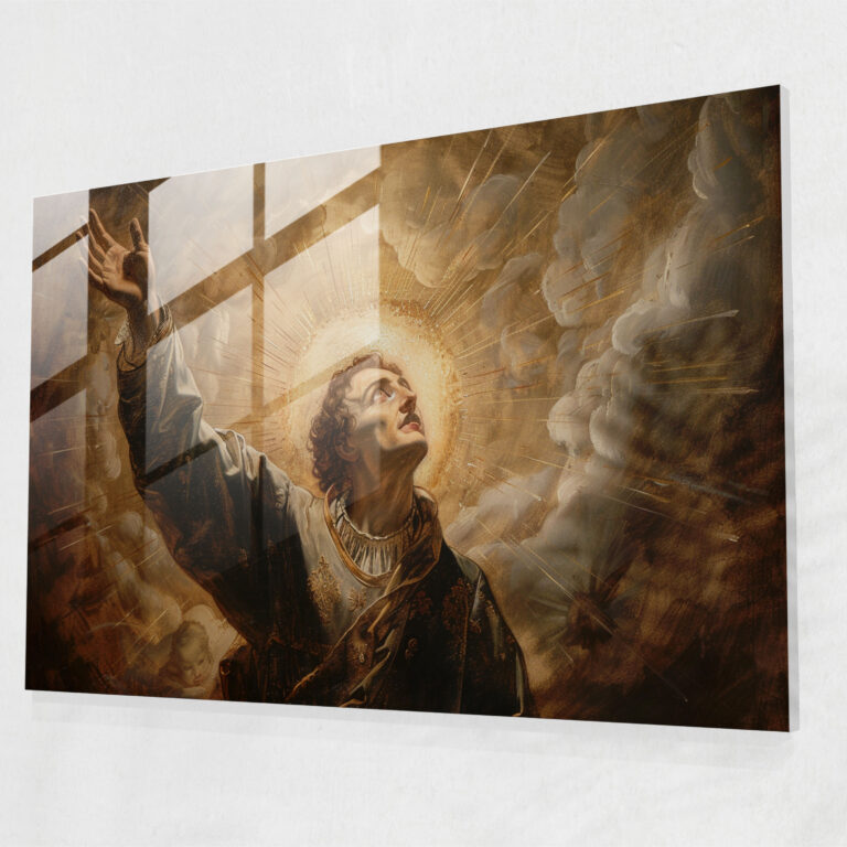 Saintly Portrait Glass Art - Baroque, Baroque Style Painting, Modern Art, Glass Art