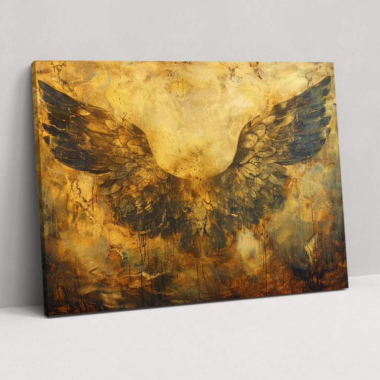 Golden Angel Wings Canvas Print - Baroque, Wall Art, Baroque Style Painting, Angel Wings