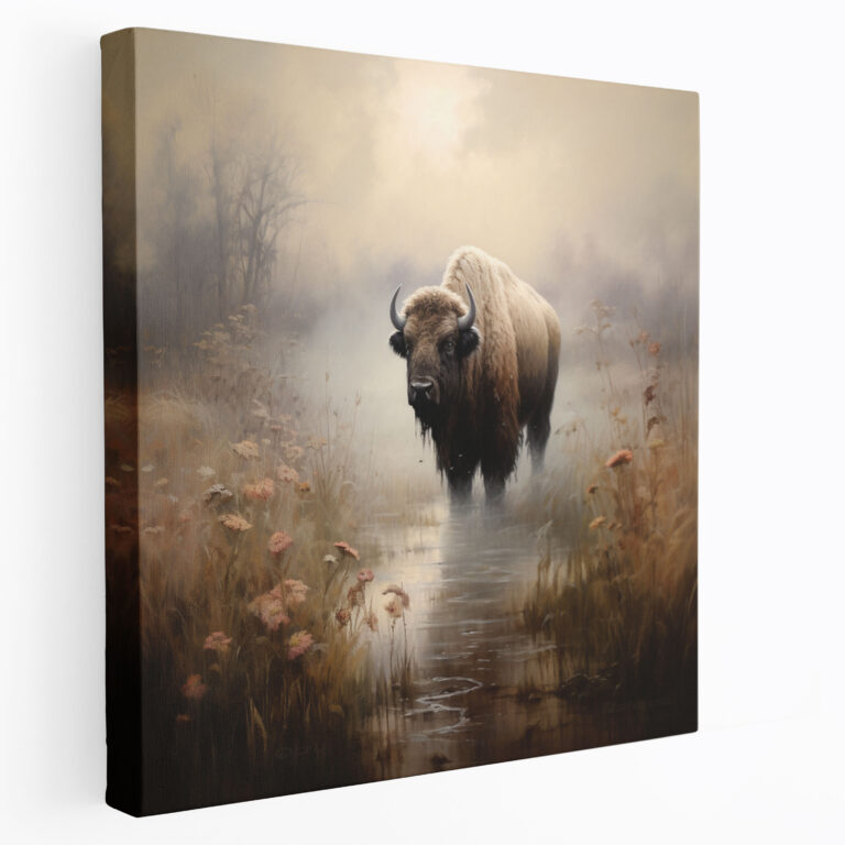 Buffalo Canvas Wall Art - Buffalo, Canvas Print, Home Decoration, Mystical Atmosphere