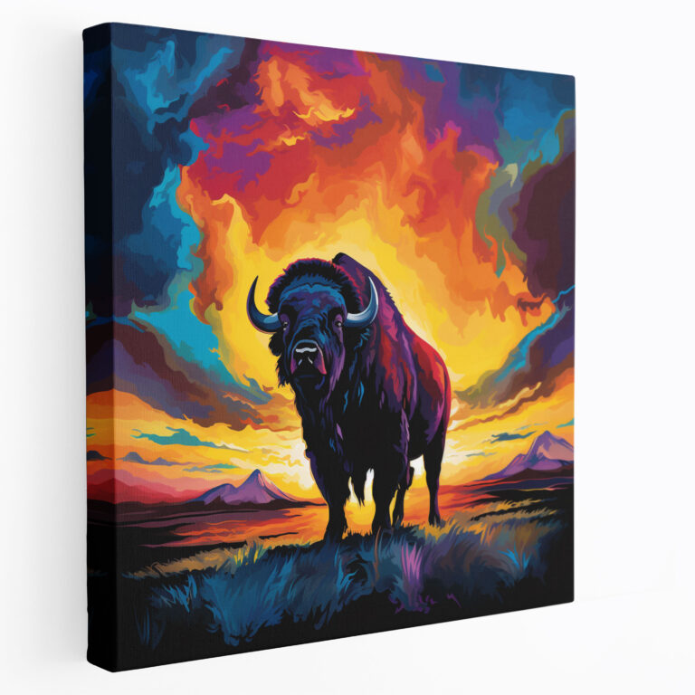 Buffalo Wall Art - Bold Abstract Buffalo Silhouette Canvas Print - Buffalo, Buffalo, Abstract Artwork, Freedom