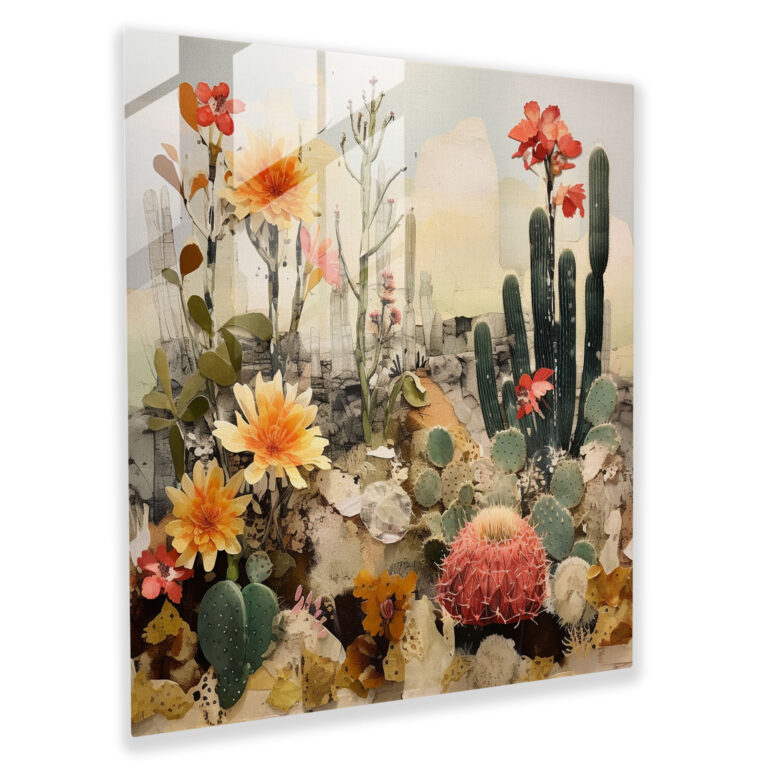 Mixed Media Cactus Glass Print - Cactus, Glass Wall Art, Cactus, Wall Decoration