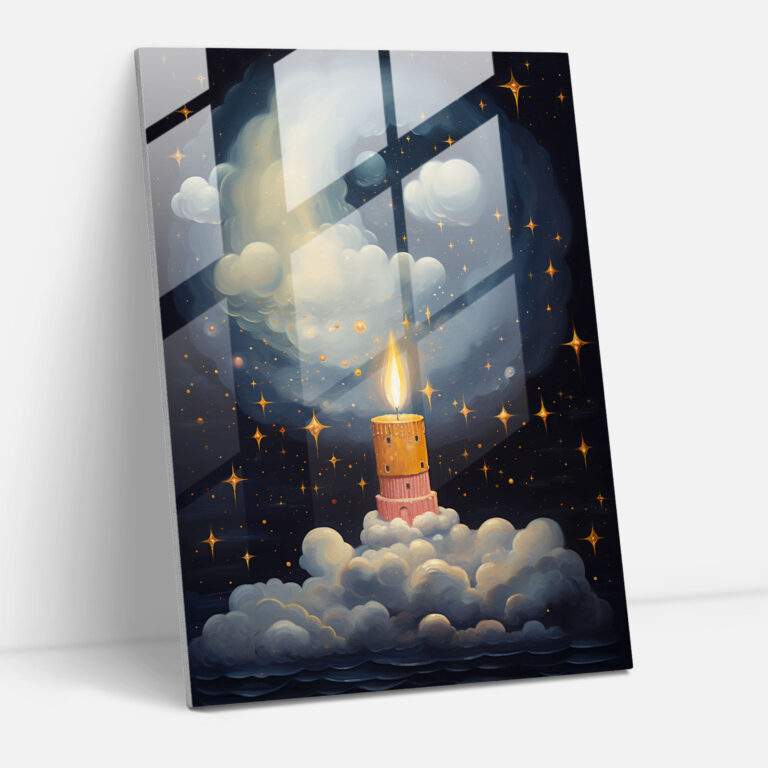 Whimsical Candle Glass Print - Candle, Wall Decoration, Modern Art, Candle