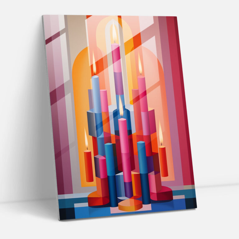 Colorful Shapes Glass Print - Candle, Modern Art, Incorporates Elements, Geometric Abstraction